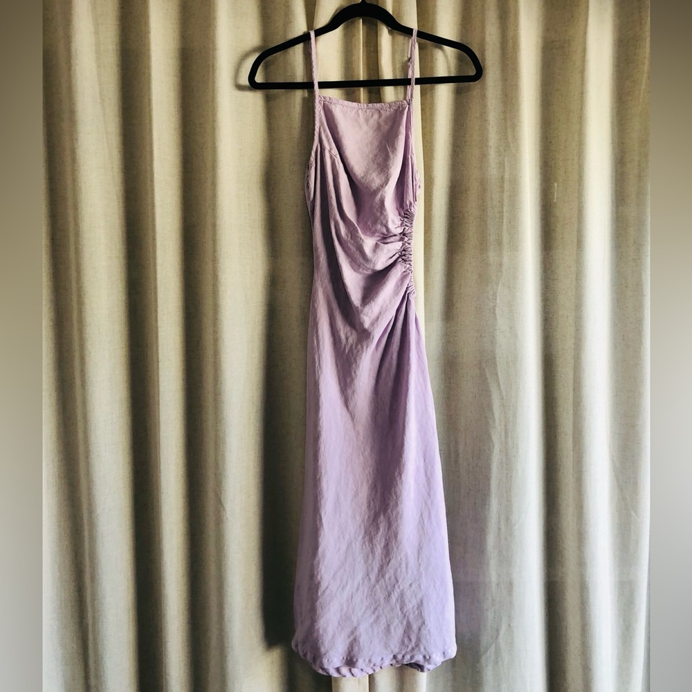 Monrow Lilac Ruched Slip Maxi Dress
